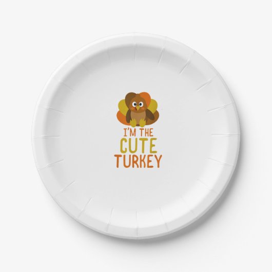 Funny Cute Turkey Family Matching Thanksgiving Papieren Bordje (Voorkant)