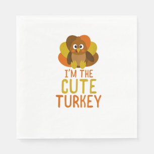 Funny Cute Turkey Family Matching Thanksgiving Servet