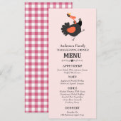 Funny Cute Turkey Thanksgiving Dinner Menu (Voorkant / Achterkant)