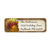 Funny Cute Turkey Thanksgiving Retrun Address Etiket (Voorkant)