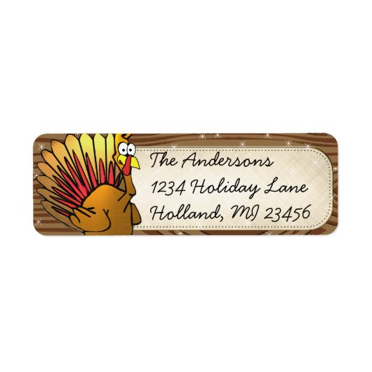 Funny Cute Turkey Thanksgiving Retrun Address Etiket (Voorkant)