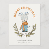 Funny Cute Ugly Sweater Leafy Reindekerst Feestdagenkaart (Voorkant)