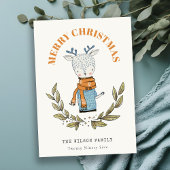 Funny Cute Ugly Sweater Leafy Reindekerst Feestdagenkaart