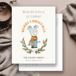 Funny Cute Ugly Sweater Leafy Reindekerst Feestdagenkaart