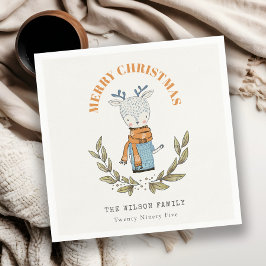 Funny Cute Ugly Sweater Leafy Reindekerst Servet