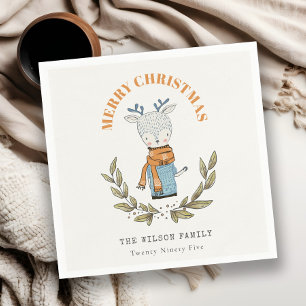 Funny Cute Ugly Sweater Leafy Reindekerst Servet