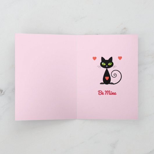 Funny Cute Valentijn is mijn zwarte kat met naam Kaart (Binnen)