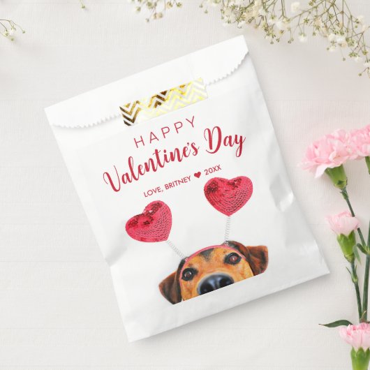 Funny Cute Valentijnsdag Dog Heart Headband Bedankzakje (Gezegeld)