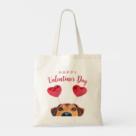 Funny Cute Valentijnsdag Dog Heart Headband Tote Bag (Achterkant)