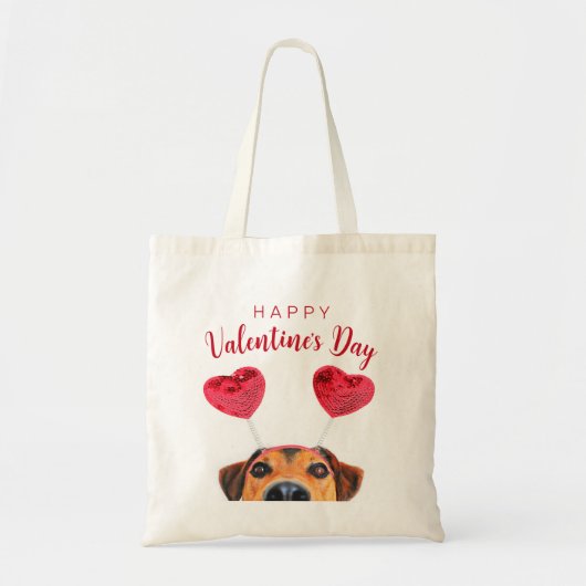 Funny Cute Valentijnsdag Dog Heart Headband Tote Bag (Voorkant)