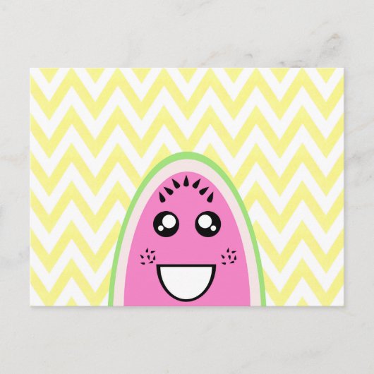 Funny Cute Watermelon Face Briefkaart (Voorkant)