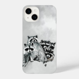 Funny Cute Waterverf Raccoon Family Animal Art iPhone 14 Hoesje