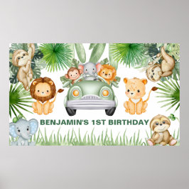 funny Cute Wild Jungle Safari Animals Birthday Poster