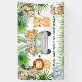 funny Cute Wild Jungle Safari Animals Birthday  Spandoek (Verticaal)
