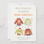 Funny Cute Winter Kerstmis hoort Ugly Sweater Feestdagenkaart (Voorkant)