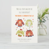 Funny Cute Winter Kerstmis hoort Ugly Sweater Feestdagenkaart (Staand voorkant)