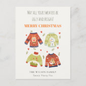 Funny Cute Winter Kerstmis hoort Ugly Sweater Feestdagenkaart (Voorkant)