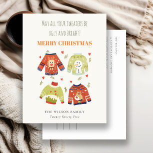 Funny Cute Winter Kerstmis hoort Ugly Sweater Feestdagenkaart