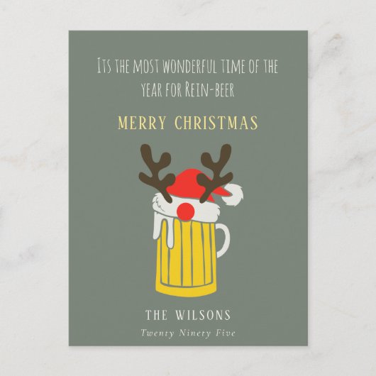 Funny Cute Wonderful Time for Rein beer Kerstmis Feestdagenkaart (Voorkant)