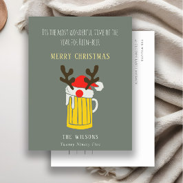 Funny Cute Wonderful Time for Rein beer Kerstmis Feestdagenkaart