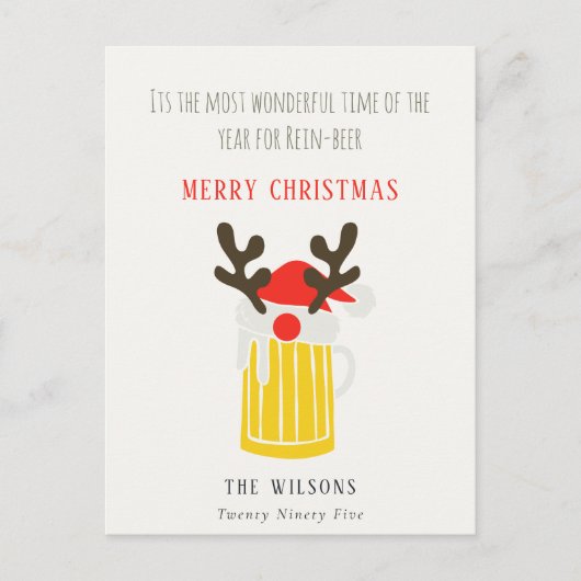 Funny Cute Wonderful Time for Rein beer Kerstmis Feestdagenkaart (Voorkant)