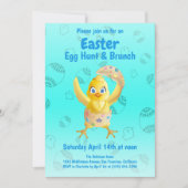Funny Cute Yellow Chick Easter Hunt Party Kaart (Voorkant)