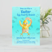Funny Cute Yellow Chick Easter Hunt Party Kaart (Staand voorkant)