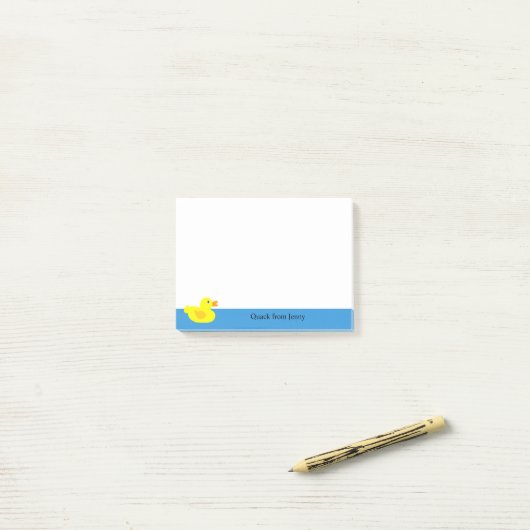 Funny Cute Yellow Duck Animal Naam Post-it® Notes (Op bureau)