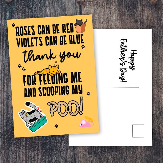 Funny Cute Yellow Happy Vaderdag uit kat Briefkaart