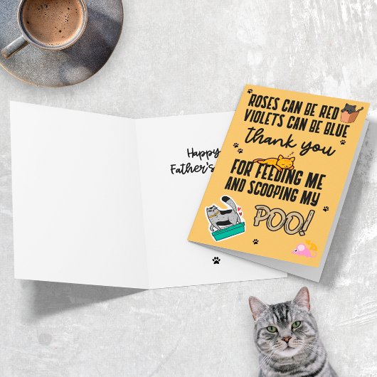 Funny Cute Yellow Happy Vaderdag uit kat Kaart