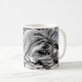 Funny Cute Yorkshire Terrier Dog Black en White Koffiemok (Voorkant rechts)