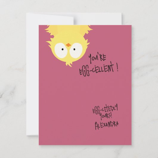 Funny Cute “You’re Egg-cellent” Chicken Pun  Notitiekaartje (Achterkant)