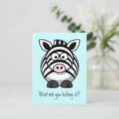 Funny Cute Zebra Briefkaart (Staand voorkant)