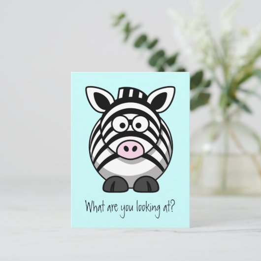 Funny Cute Zebra Briefkaart (Staand voorkant)