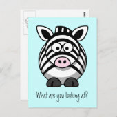 Funny Cute Zebra Briefkaart (Voorkant / Achterkant)
