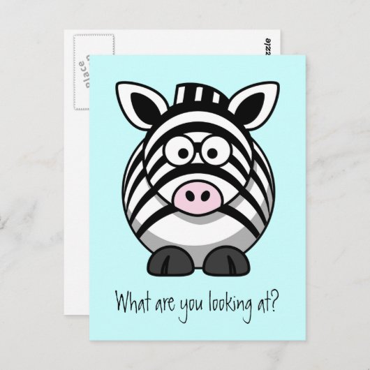 Funny Cute Zebra Briefkaart (Voorkant / Achterkant)