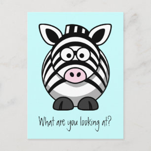 Funny Cute Zebra Briefkaart