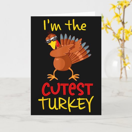 Funny Cutest Turkey Matching Family Group Thanksgi Kaart (Gele Bloem)