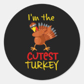 Funny Cutest Turkey Matching Family Group Thanksgi Ronde Sticker (Voorkant)