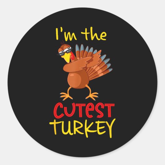 Funny Cutest Turkey Matching Family Group Thanksgi Ronde Sticker (Voorkant)