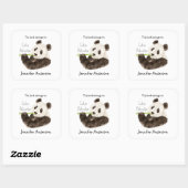 Funny Cutie Patootie Panda Beer Bookplate Vierkante Sticker (Vel)