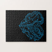 Funny Cyber Circuit Heart Valentijnsdag Engineer Legpuzzel (Horizontaal)
