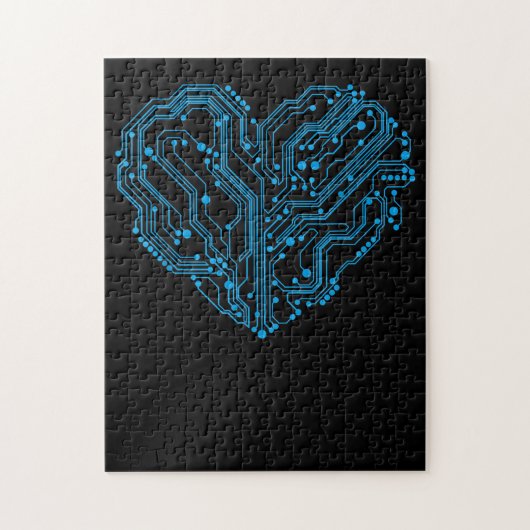 Funny Cyber Circuit Heart Valentijnsdag Engineer Legpuzzel (Verticaal)