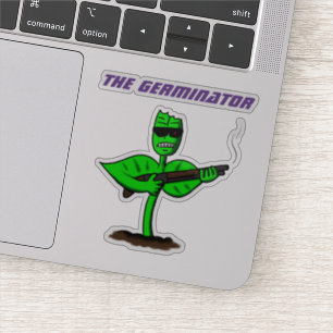 Funny cyborg kiemkrachtcentrale plant cartoon sticker