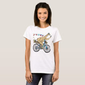 Funny Cycle cartoon giraffe bikepacking T-shirt (Voorkant volledig)