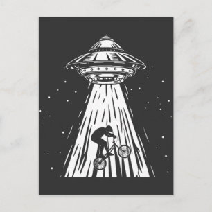 Funny Cycling bmx Alien Ufo Biker Abduction Briefkaart