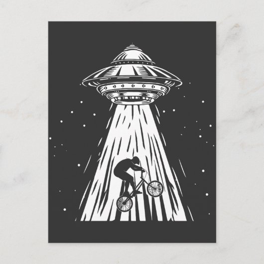 Funny Cycling bmx Alien Ufo Biker Abduction Briefkaart (Voorkant)