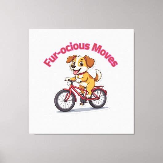 **Funny Cycling Dog – Cute Dog Riding a Bicycle Il Canvas Afdruk (Voorkant)