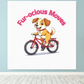**Funny Cycling Dog – Cute Dog Riding a Bicycle Il Canvas Afdruk (Insitu (Houten vloer))