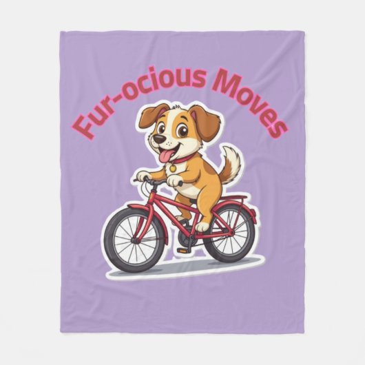 **Funny Cycling Dog – Cute Dog Riding a Bicycle Il Fleece Deken (Voorkant)
